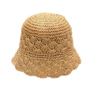 THE CROCHETTA SCALLOPED BUCKET HAT 
( TAN )